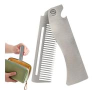 Peine para barba de bolsillo | Peine de acero inoxidable | Cepillo de pelo de bolsillo para hombres, alisador de pelo para el cuidado diario