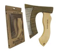 Peine para barba de hacha con barba, original, sándalo verde/boj, hecho a mano y hecho a mano