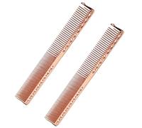 Peine para cortar el cabello, 2 peines profesionales de dientes finos y anchos, peines de peluquero de aluminio espacial de oro rosa de 8 pulgadas para peinado