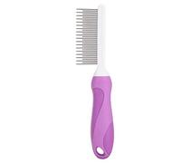 Peine para Desenredar Pelo de Mascotas, Acero Inoxidable y Mango Antideslizante, 20.5 cm Morado - Cuida el Pelaje Día a Día, Seguro para Perros y Gatos, Fácil de Usar en Casa