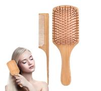 Peine para el cabello - Cepillo desenredante para cabello rizado, paquete de 2 cepillos de cerdas naturales, mango de agarre cómodo antiestático, reduce la rotura y mejora la suavidad, ideal para el p