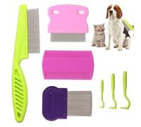 Peine para el cuidado de mascotas,Peine contra pulgas para mascotas - Kit de peine para desenredar pulgas para gatos y mascotas, 7 Uds. - Peine de limpieza para mascotas, peine depilatorio para perros