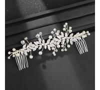 Peine para el pelo con diamantes de imitación de cristal para mujer, accesorios para el cabello laterales de boda plateados para novia y dama de honor