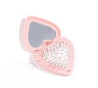 Peine para el pelo de corazón rosa con espejo, mini peine rizado, peine de cojín de aire, peine plegable para bolsa de aire, peine para mujeres y niñas, lindo peine de masaje, mini cepillo