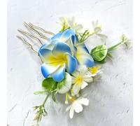 Peine para el pelo de flores bohemias, peine floral para novia, dama de honor, despedida de soltera (azul)