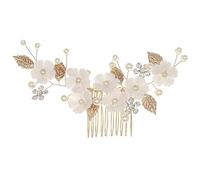 Peine para el pelo de flores de cristal para novia, pinzas para el pelo con diamantes de imitación, accesorio para el cabello para mujeres y niñas (flor dorada)