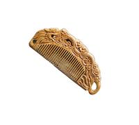 Peine para el pelo de madera natural, tallado a mano, ranura en forma de U, antiestático, no se engancha el pelo, adecuado para sombreros de hombres y mujeres (15 cm1)