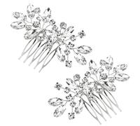 Peine para el pelo de novia, 2 peines de diamantes de imitación con cristales, accesorios brillantes para el cabello de novia, damas de honor, mujeres y niñas