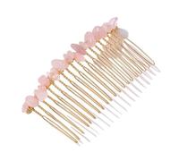 Peine para el pelo de piedra de cristal - Pasador de pelo de cuarzo para accesorios de novia (rosa claro)