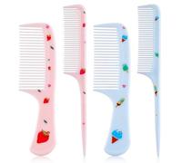 Peine para el pelo para niños pequeños, 4 piezas, lindo juego de peines de plástico de dientes finos, peine desenredante portátil para mujeres y niñas, todo tipo de cabello, largo, corto, húmedo, seco