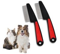 Peine para Eliminar Pulgas para Mascotas, 2 PCS Peine Antipulgas para Gatos Perros, Peines de Piojos para Mascotas, Peine Antipiojos de Dientes Finos, Peine de Aseo en Metal, Eficaz contra Suciedad