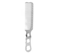 Peine para hombres, peine de cabello de metal, aluminio para cortar el cabello de diente de aluminio, peine de corta plano, corte de cabello, herramienta de peinado, estilistas y (Plata)
