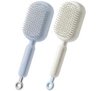 Peine para masaje del cuero cabelludo autolimpiante retráctil (azul + blanco) 2 uds.