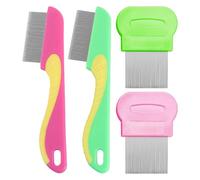 Peine Para Piojos De 4 Piezas, Peine De Dientes Finos De Acero Inoxidable, Peine Para Pulgas Para Mascotas, Peine Para El Cuidado Del Cabello Para Gatos Y Perros, Suministros Para Mascotas