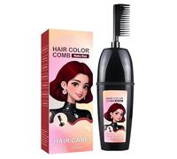 Peine para teñir el cabello con cepillo integrado, peine portátil para tinte, cobertura suave de canas, 200 ml. (Rojo retro)