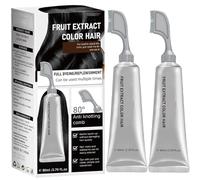 Peine para Teñir el Cabello Fruit Essence, Crema para Teñir el Cabello con Frutas para Cobertura de Canas - Esencia Natural con Extractos Vegetales, Sin Amoníaco, Hombres y Mujeres (Black 2)