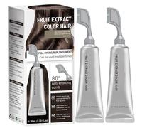 Peine para Teñir el Cabello Fruit Essence, Crema para Teñir el Cabello con Frutas para Cobertura de Canas - Esencia Natural con Extractos Vegetales, Sin Amoníaco, Hombres y Mujeres (Brown Black 2)