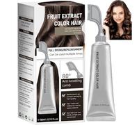 Peine para Teñir el Cabello Fruit Essence, Crema para Teñir el Cabello con Frutas para Cobertura de Canas - Esencia Natural con Extractos Vegetales, Sin Amoníaco, Hombres y Mujeres (Brown Black 1)