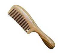 Peine Peine de pelo de ébano verde Natural for mujer, cepillo de pelo de masaje con dientes de 18,5 cm de ancho, mango de tambor rizado, 1 ud.(18CM-narrow tooth)