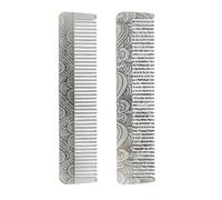 Peine Peines de acero portátiles for peluquero, 2 uds., patrón tallado, barba for hombres, cuidado del bigote, herramientas corte pelo, peine for con estilo(Silver2PCS)