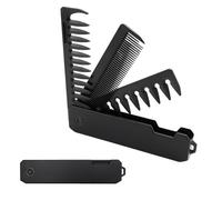 Peine plegable 3 en 1 para hombre, peine portátil y peine para barba con dientes finos y dientes para el cuidado de la barba y el peinado, compacto y adecuado para viajes (negro)