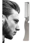 Peine plegable, cepillo de pelo de bolsillo de acero inoxidable, estilo y modelado para hombres, alisador de barba y bigote, herramienta compacta de viaje, novio diario, viajes, trabajo, 7.87 x 1.26 x