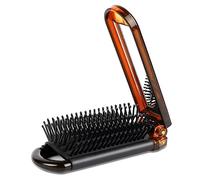 Peine plegable con espejo de viaje, mini cepillo para el pelo, plegable, pequeño peine, cepillo de bolsillo, cepillo portátil para masaje de cabello para mujeres y niñas (ámbar)