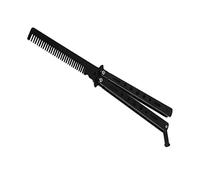 Peine plegable de dientes finos - Peine con mango metálico estilo mariposa for el cuidado diario y uso portátil(A)