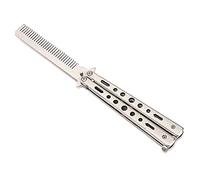 Peine plegable de dientes finos - Peine con mango metálico estilo mariposa for el cuidado diario y uso portátil(B)