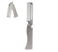 Peine plegable para barba de bolsillo, peine de acero inoxidable, cepillo de pelo de bolsillo, peinetas plegables para hombres, barba o bigote para el cuidado diario -Styling