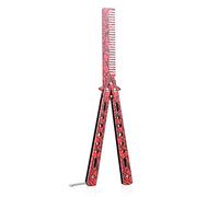 Peine Pliegue Plegable De Acero Inoxidable Cepillo Barba Entrenamiento La Deriva CUCHILLO DE MARIPOSA Peinado Herramientas Peluquería Salón(B)