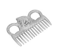 Peine portátil de metal pulido para caballos con apertura de superficie lisa, peine de limpieza para adultos ecuestres, metal, 10 x 7 x 0,5 cm, para amantes de los caballos