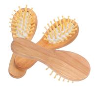 Peine Portátil Mini de Bambú Cojín de Goma, 3 Piezas | Tamaño Compacto para Bolso y Retoques, Uso Cabello y Aceites, Acabado Beige, Estilo Elegante