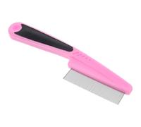 Peine Profesional de Dientes Finos Anticaspa para Cabello y Mascotas | Acero Inoxidable y Plástico, Púas Metálicas Antiestáticas, Rosa, Uso para Peinado Profesional