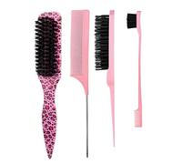 Peine Slick Back Hair Brush For Sleek Ponytail Bun Smoothing Baby Hairs, Edge Control Backcombing Teasing(Pink suit)
