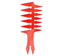 Peine unisex de dientes anchos en diseño retro, fabricado en ABS duradero, con doble cara para aceite capilar y corte suave, ligero y portátil (rojo)
