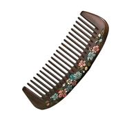 Peine vintage de sándalo negro: peine de madera de dientes anchos hecho a mano, antiestático, con diseño de pintura china.