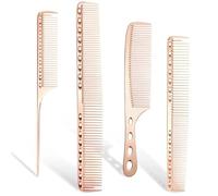 Peines 4PC Professional Hair Combs Barber Cutting Brush Anti-static Pro Salon Hairdressing Care Styling Tools(Rose golden)
