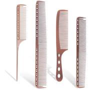 Peines 4PC Professional Hair Combs Barber Cutting Brush Anti-static Pro Salon Hairdressing Care Styling Tools(Coppery)