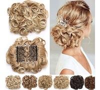 Peines cortos, rizados, ondulados, extensiones de moño, con cordón, con clip, extensiones de peine, color marrón oscuro a caoba claro