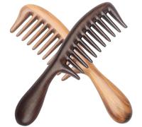 Peines de dientes anchos para mujeres, 2 peines de madera de 7, 9x2, 2 pulgadas, peine desenredante de sándalo antiestático, masaje para cabello rizado y grueso..