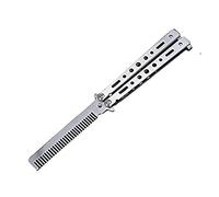 Peines de mariposa de acero inoxidable plegable entrenamiento práctica peines herramientas de peinado para deporte al aire libre uso (plata)