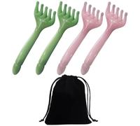 Peines De Masaje De 4 Piezas Y Bolsa De Almacenamiento De 1 Pieza, Herramientas De Masaje Manual, Masajeador De Resina, Se Pueden Usar Para Cabeza, Cara Y Cuello.
