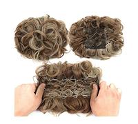 Peines de moño para mujer, extensiones de cola de caballo con clip para mujeres, extensiones de moño de pelo rizado desordenado, postizo sintético, moño de pelo fácil de estirar (color: 14T613)
