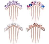 Peines de pelo franceses con diamantes de imitación de cristal brillantes con purpurina lateral de metal con dientes largos, horquillas para el pelo, pasadores giratorios, moños, accesorios gruesos
