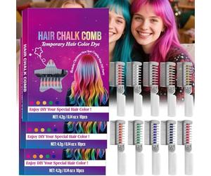 Peines de tiza para el cabello divertidos y festivos, tinte temporal lavable para el cabello para niños, niñas y niños, juego de tiza para el cabello con brillo para fiesta de cumpleaño 10 Color 3PCS