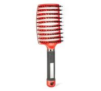 Peines Hairbrush Professional Women Comb Wet Hair Brush Massage for Hairdresser Hairdressing Tools(Bristle Red)