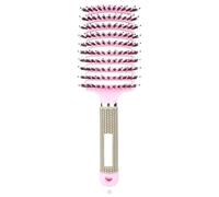 Peines Large Curved Comb Massage Fluffy Shaping Arc Row Curly Hair Ribs(Pink with mane)