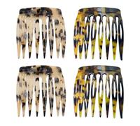 Peines laterales franceses para el cabello, 4 piezas de clip lateral de acetato para cabello grueso y fino rizado, accesorios de peinado para mujeres y niñas, peines decorativos brillantes para