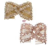 Peines laterales mágicos hechos a mano con cuentas de rombo para mujer, joyería elástica, estilo doble, horquillas para hacer coletas